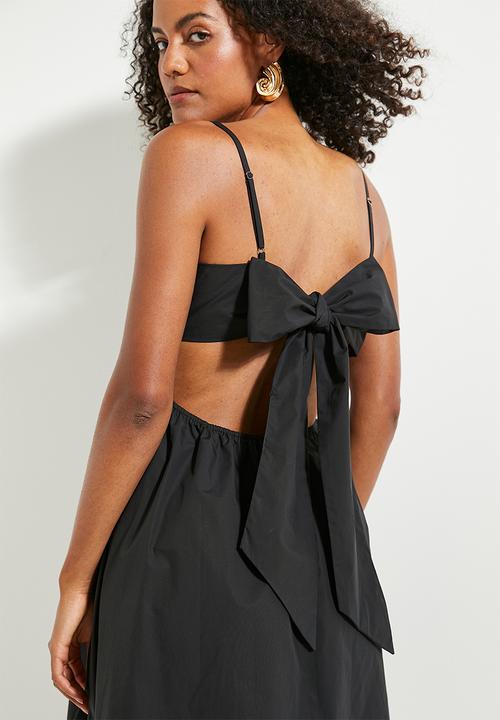 MILLA - Mini skater dress with trimming - black