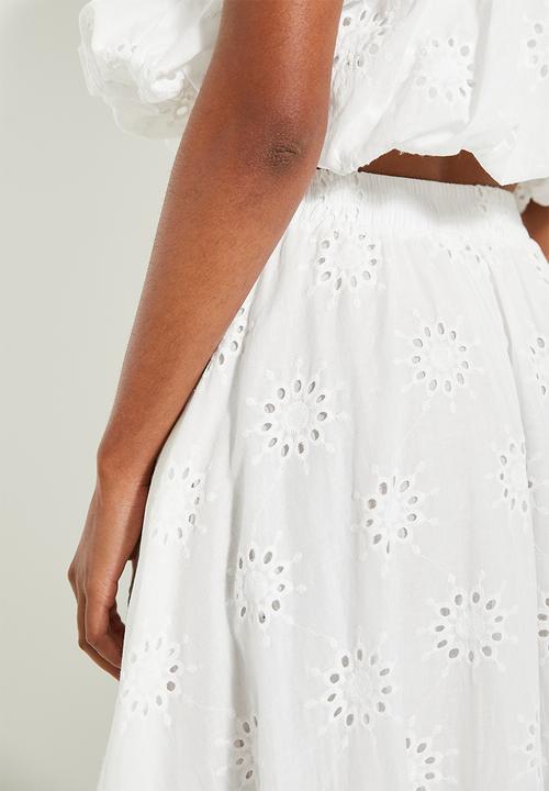 MILLA - Anglaise deep hem full circle skirt (co-ord) - milk