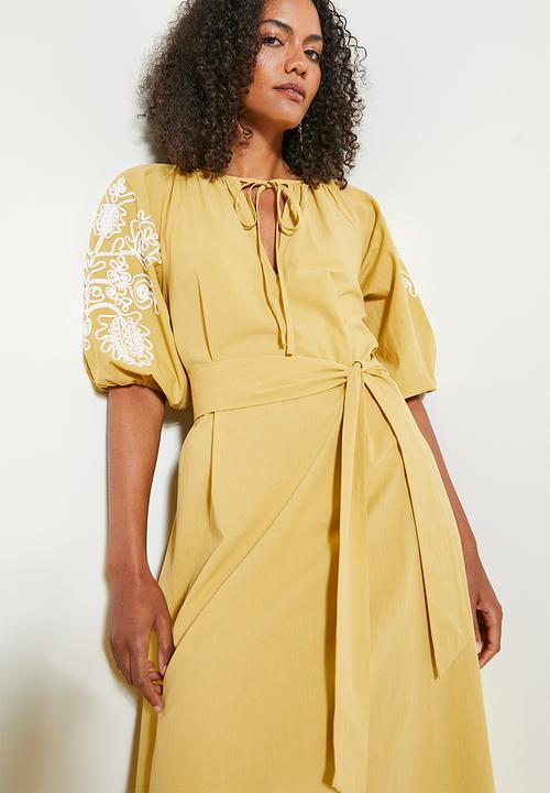 edit - Short sleeve embroidery tunic - yellow