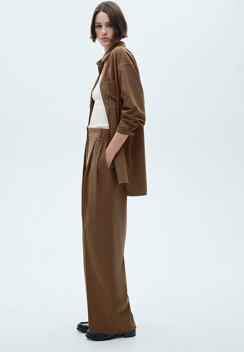 MANGO - Trousers Stripe - Dark Green
