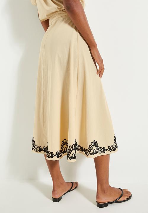 edit - Embroidered hem circle skirt (co-ord) - neutral