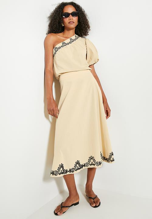 edit - Embroidered hem circle skirt (co-ord) - neutral