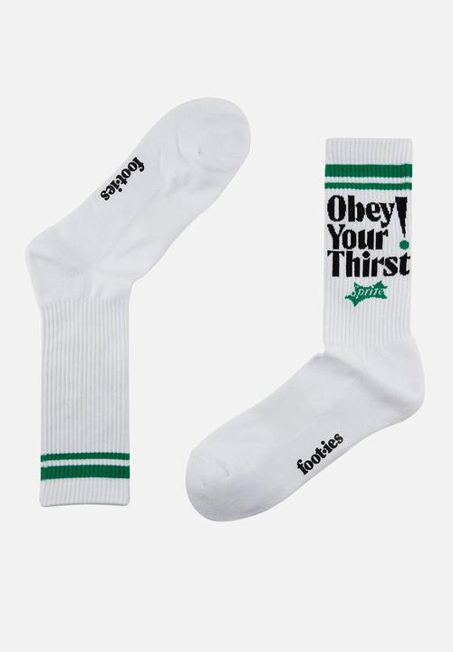 Foot-ies - Sprite obey sneaker sock 2 pack - green & white