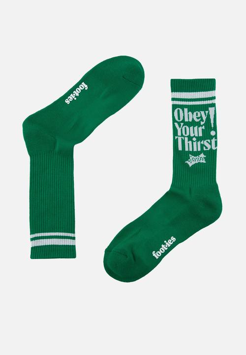 Foot-ies - Sprite obey sneaker sock 2 pack - green & white