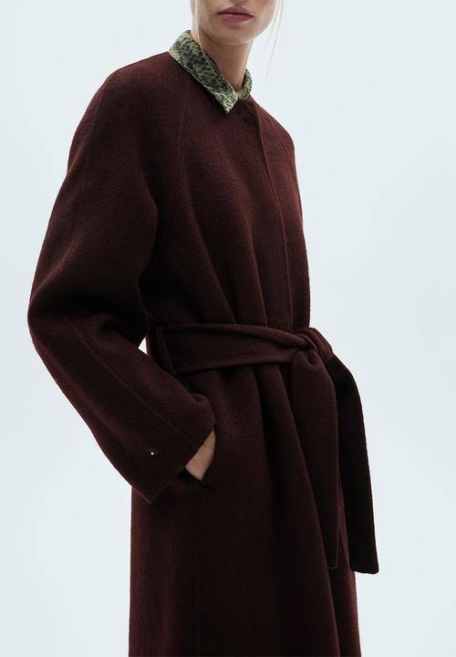 MANGO - Coat moon - dark red