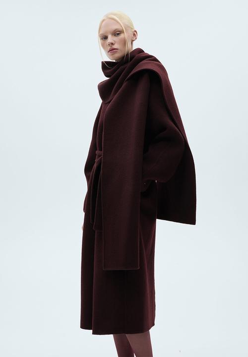 MANGO - Coat moon - dark red