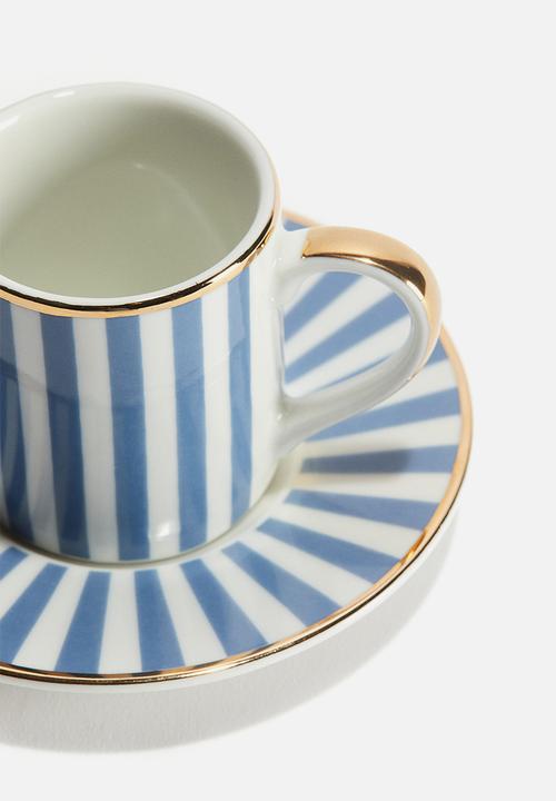 H&M - Espresso cup and saucer - blue/striped