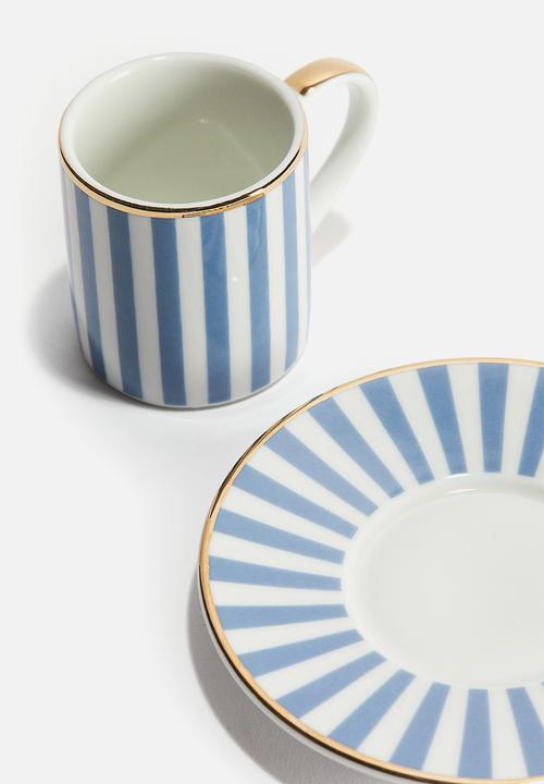 H&M - Espresso cup and saucer - blue/striped