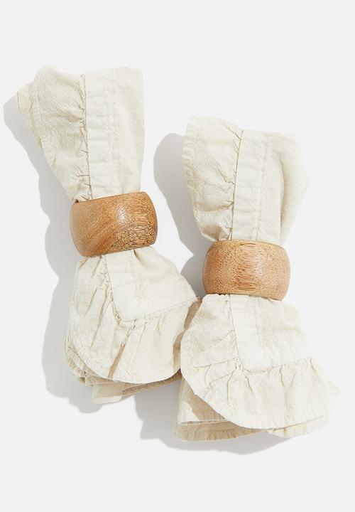 H&M - 2 Pack frill-trimmed napkins - light beige
