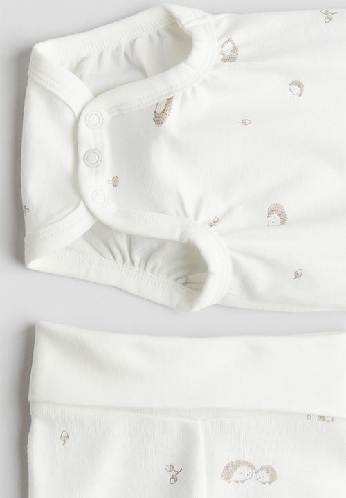 H&M - 2-Piece cotton jersey set - white patterned