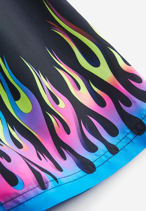 H&M - Patterned swim shorts - black/flames