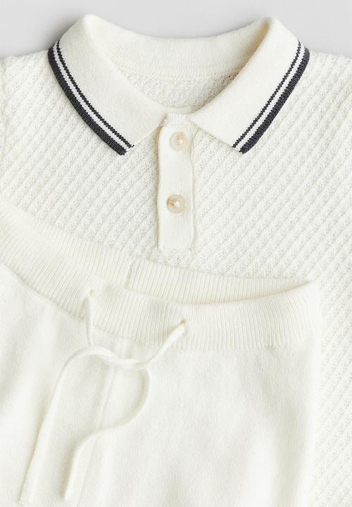 H&M - 2-Piece pattern-knit set - white
