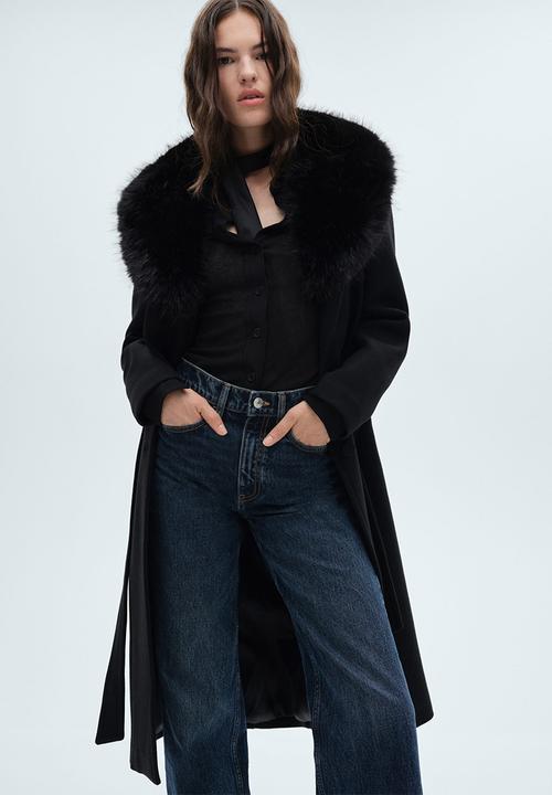 MANGO - Coat fer - black