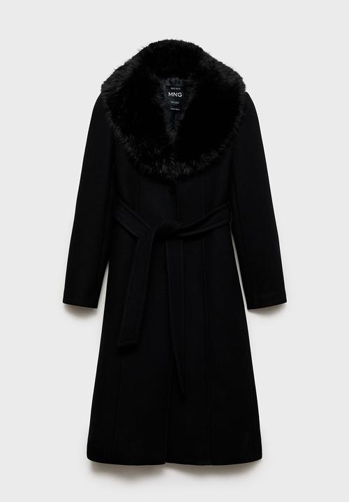 MANGO - Coat fer - black