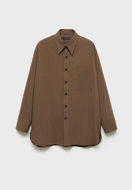 MANGO - Overshirt Stripe - Dark Green