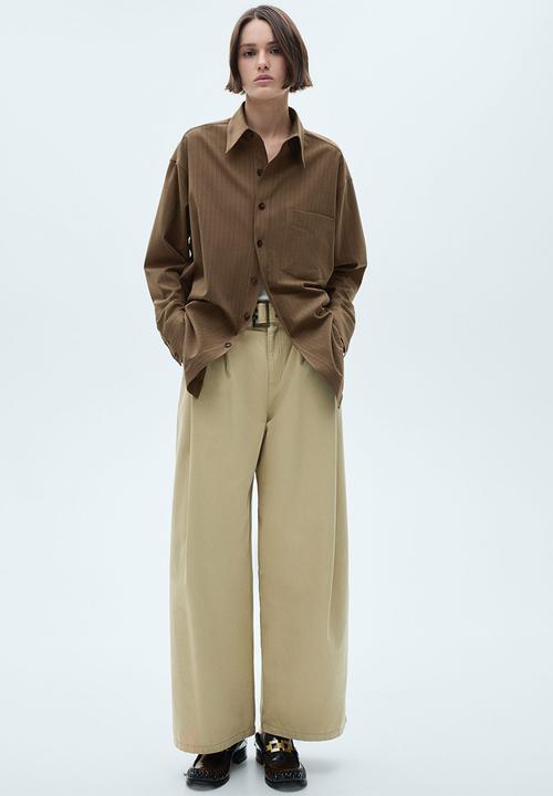 MANGO - Overshirt Stripe - Dark Green