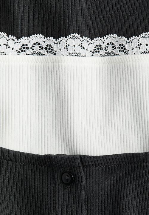 H&M - 2-Piece cardigan and top set - dark grey white