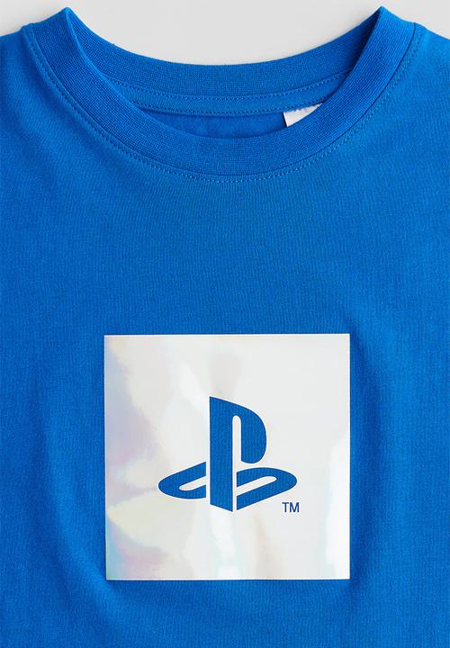 H&M - Printed T-shirt - bright blue/playstation
