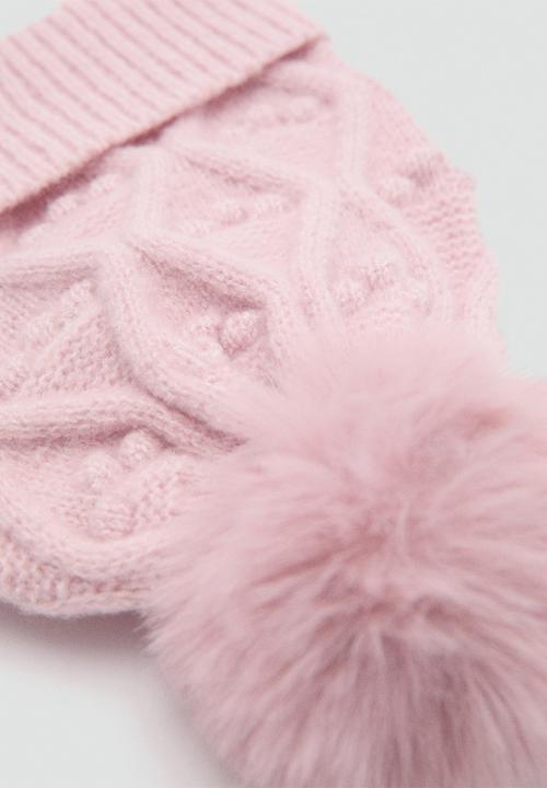 MANGO - Beanie rombus - light pastel pink