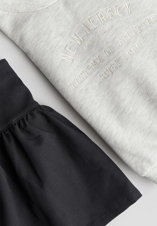 H&M - 2-Piece sweatshirt and skirt set - light grey marl black