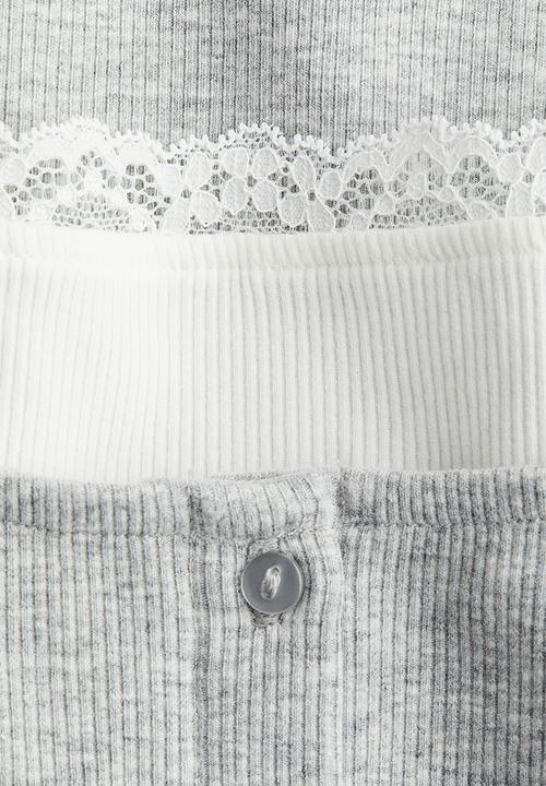 H&M - 2-Piece cardigan and top set - light grey marl white