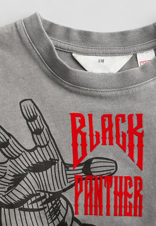 H&M - Loose-fit printed T-shirt -  grey/black panther 