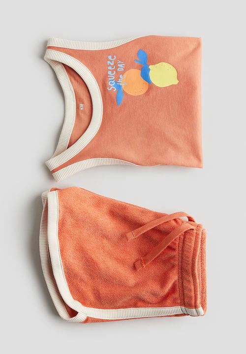 H&M - 2-piece print-motif set - orange,multi