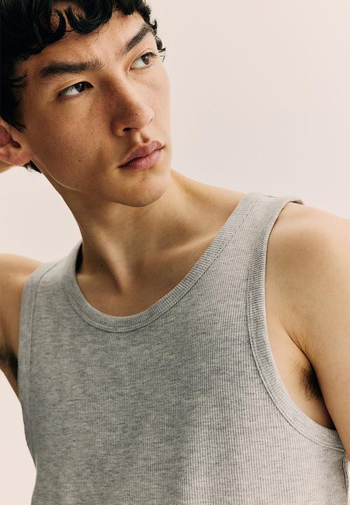 H&M - Slim fit ribbed vest top - grey marl
