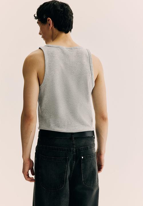 H&M - Slim fit ribbed vest top - grey marl