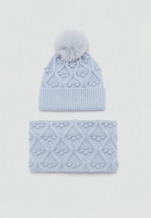 MANGO - Beanie rombusa - light pastel blue