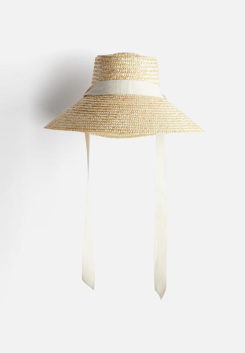 H&M - Strap-detail straw hat - beige.