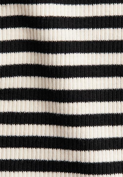 H&M - Keith Haring X H&M:  Ribbed jersey top - black/striped 