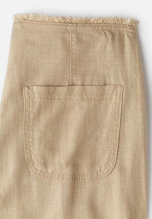 H&M - Frayed-edge linen-blend trousers - beige