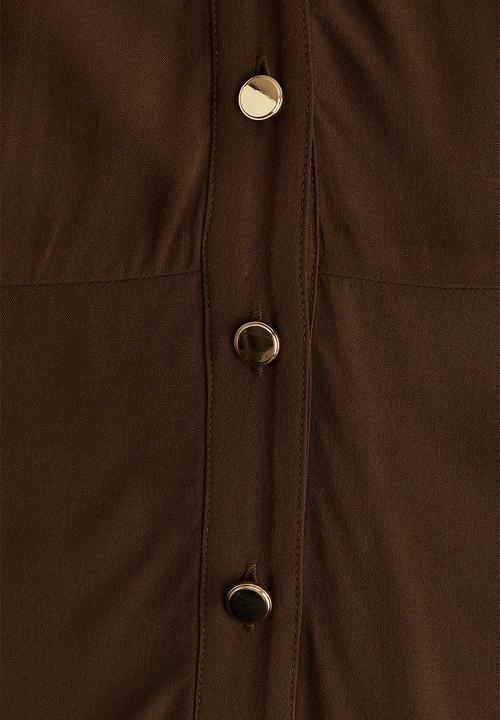 H&M - Tie-belt shirt dress - dark khaki green