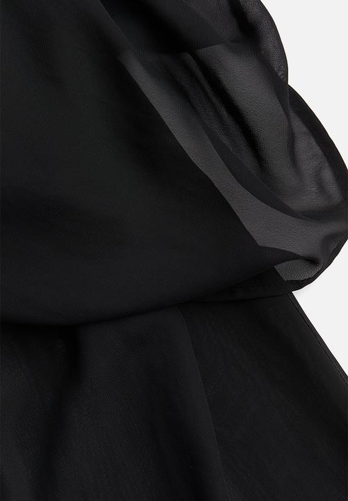 H&M - Skirt-layered chiffon trousers - black