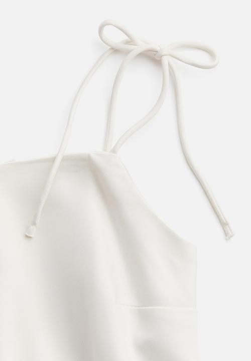 H&M - Tie-detail satin slip dress - white