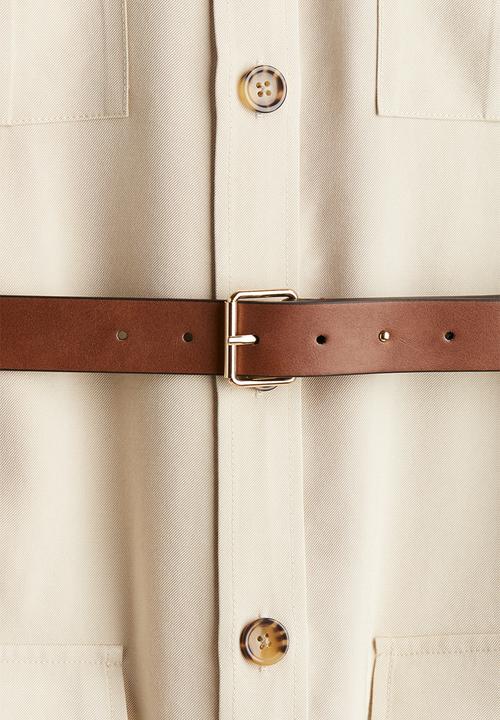 H&M - Belted cargo dress - light beige