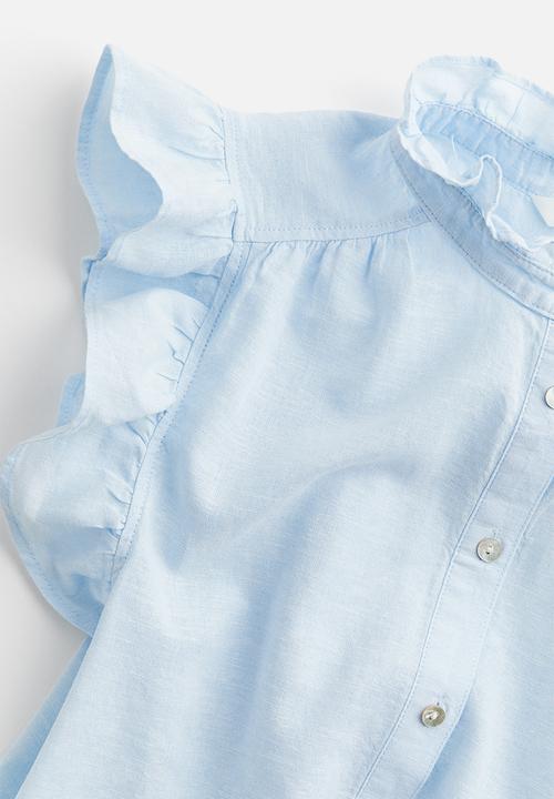 H&M - Linen-blend blouse - light blue