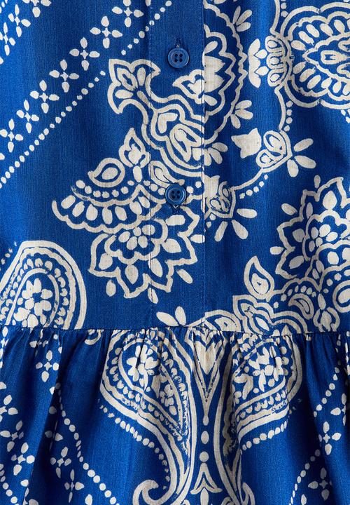 H&M - Frilled-collar dress - bright blue/paisley-patterned