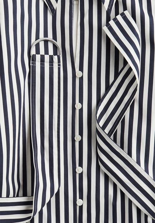 H&M - Belted shirt dress - navy blue/striped