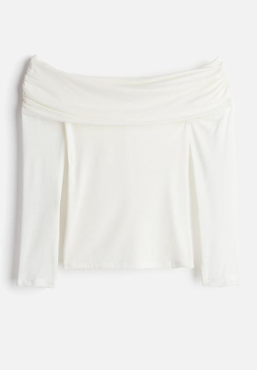 H&M - Sheer off-the-shoulder top - cream