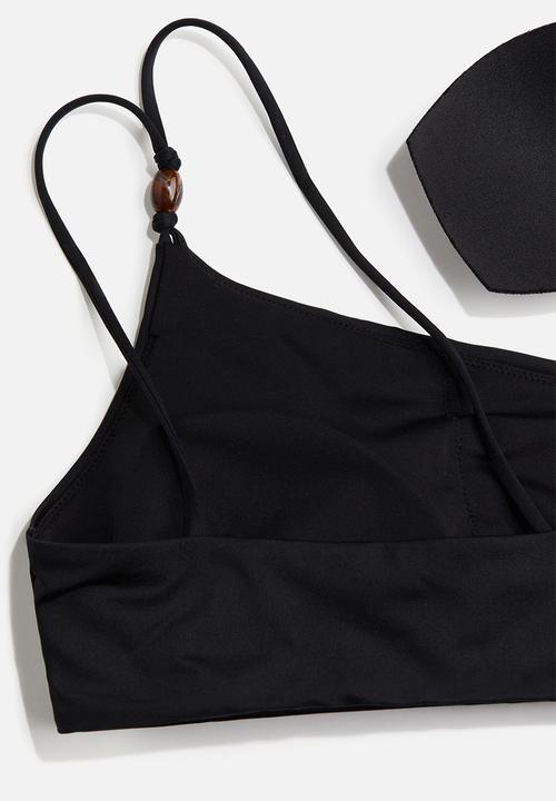 H&M - Padded one-shoulder bikini top - black