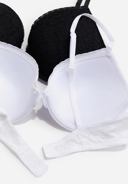 H&M - 2-Pack lace push-up bras - black & white