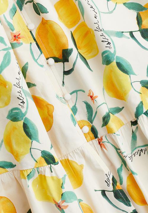 H&M - Tiered strappy dress - cream/lemons