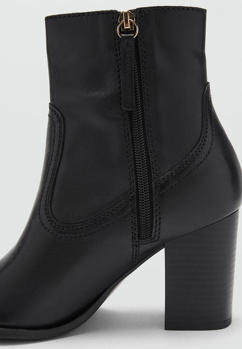 MANGO - Lily leather boot - black