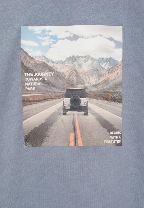 MANGO - T-shirt step - medium blue