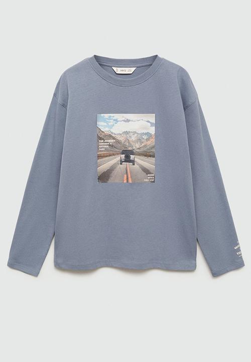 MANGO - T-shirt step - medium blue