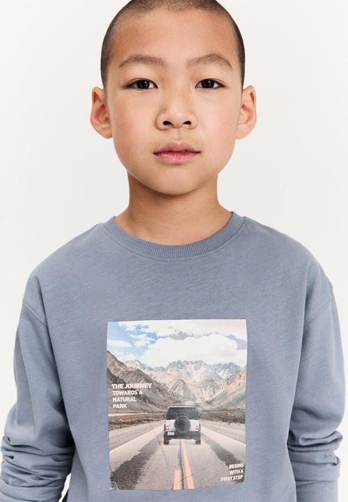 MANGO - T-shirt step - medium blue