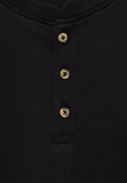 MANGO - T-shirt henley71 - black