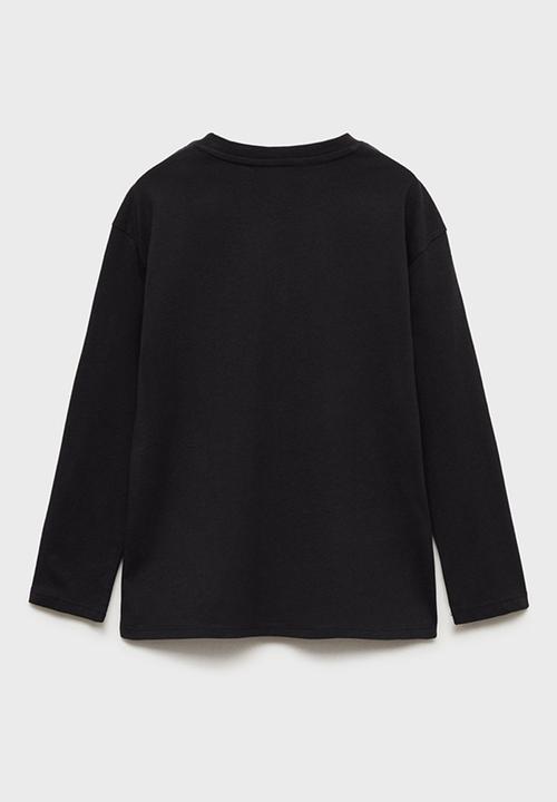 MANGO - T-shirt henley71 - black